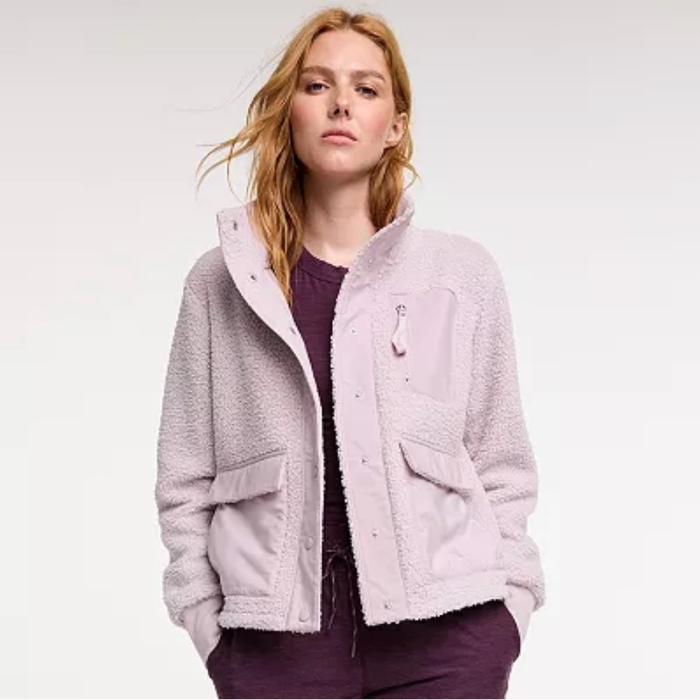 FLX boucle bomber jacket in lilac XL